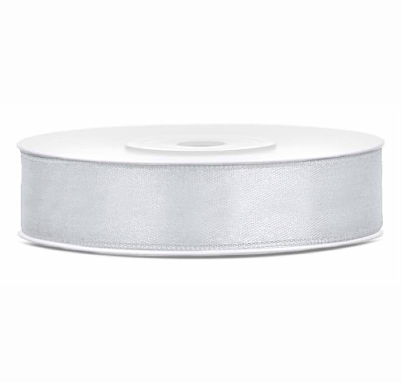Sudraba satīna lente - Satin Ribbon, 
TS12-018, Silver, 12mm/25cm