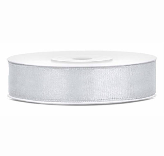 Sudraba satīna lente - Satin Ribbon, 
TS12-018, Silver, 12mm/25cm