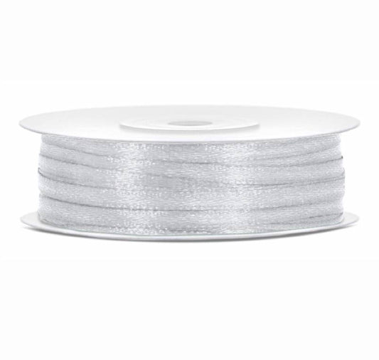 Sudraba satīna lente - Satin Ribbon, 
TS3-018, silver, 3mm/25m