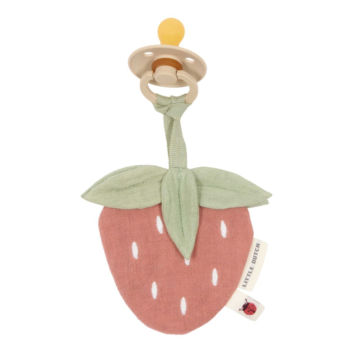 Mīļlupatiņa - knupīša turētājs Strawberry, Pacifier cloth muslin, Little Dutch, TE21264031