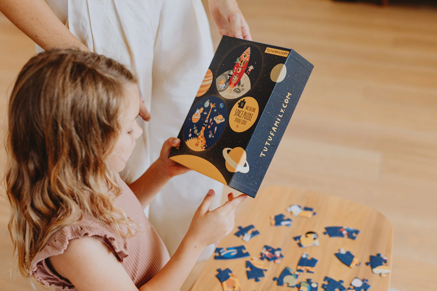Divpusēja puzle Kosmoss, Space Puzzle, Tu Tu Family, puzles berniem