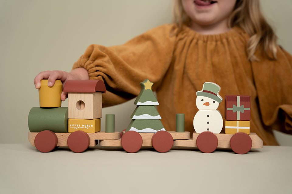 Ziemassvētku koka vilciens, Christmas Stacking Train, Little Dutch. LD4861