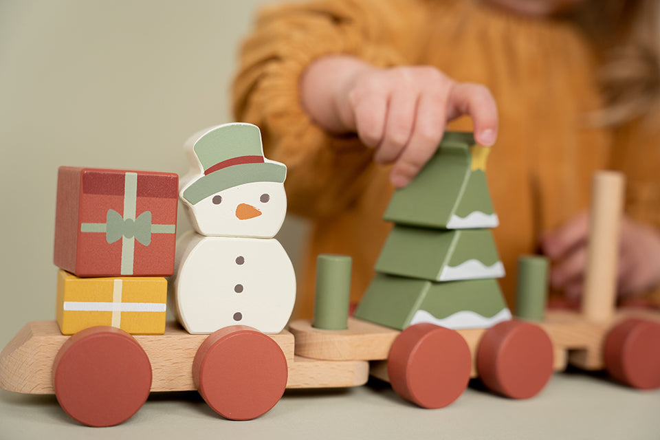 Ziemassvētku koka vilciens, Christmas Stacking Train, Little Dutch. LD4861
