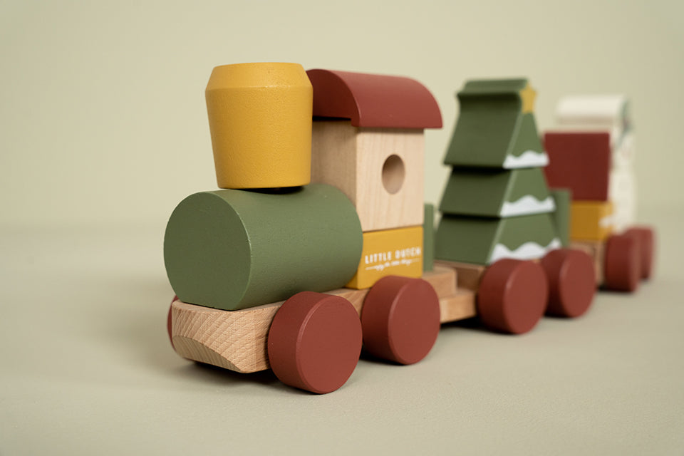 Ziemassvētku koka vilciens, Christmas Stacking Train, Little Dutch. LD4861
