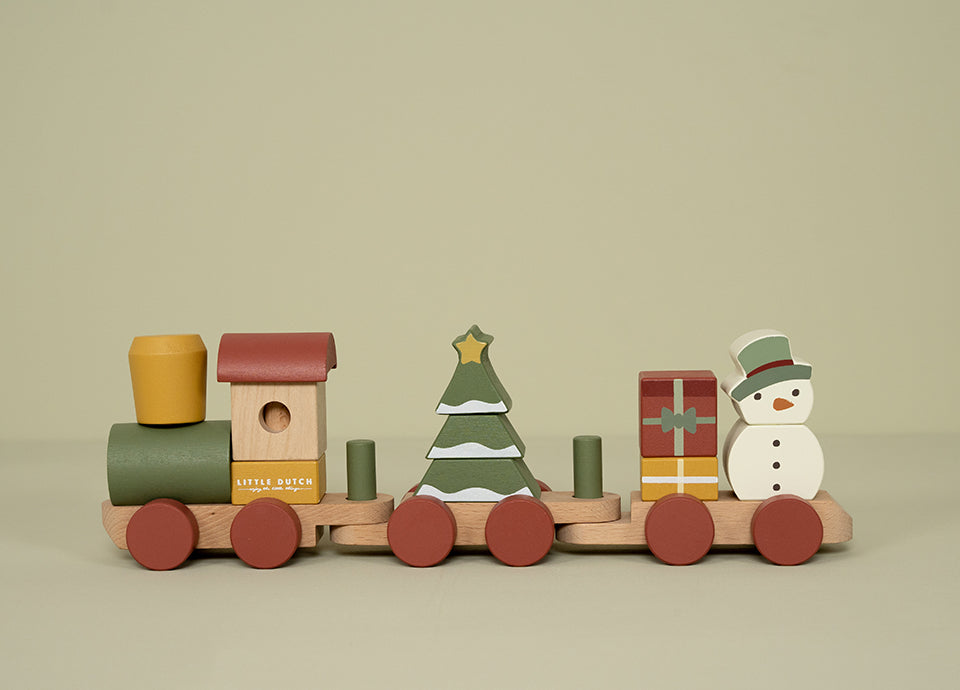 Ziemassvētku koka vilciens, Christmas Stacking Train, Little Dutch. LD4861