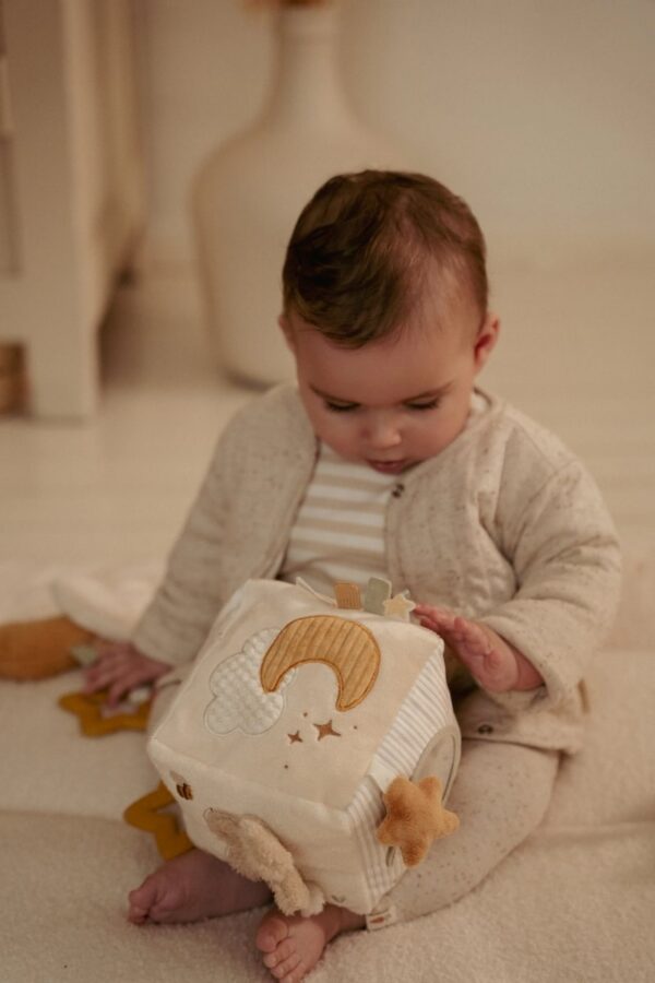 Mīkstais aktivitāšu kubs Newborn Naturals, Soft Activity Cube, Little Dutch