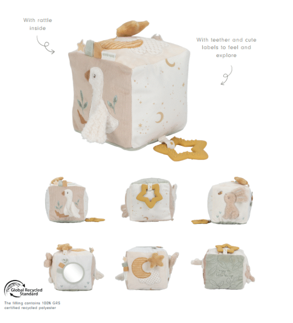 Mīkstais aktivitāšu kubs Newborn Naturals, Soft Activity Cube, Little Dutch