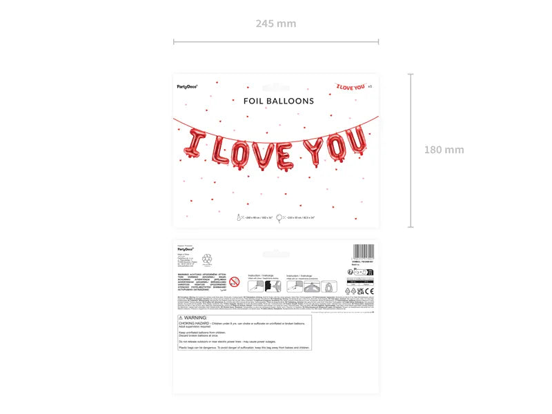 DIY Balonu virtene I Love You, sarkans, 260x60cm, FB184M-007