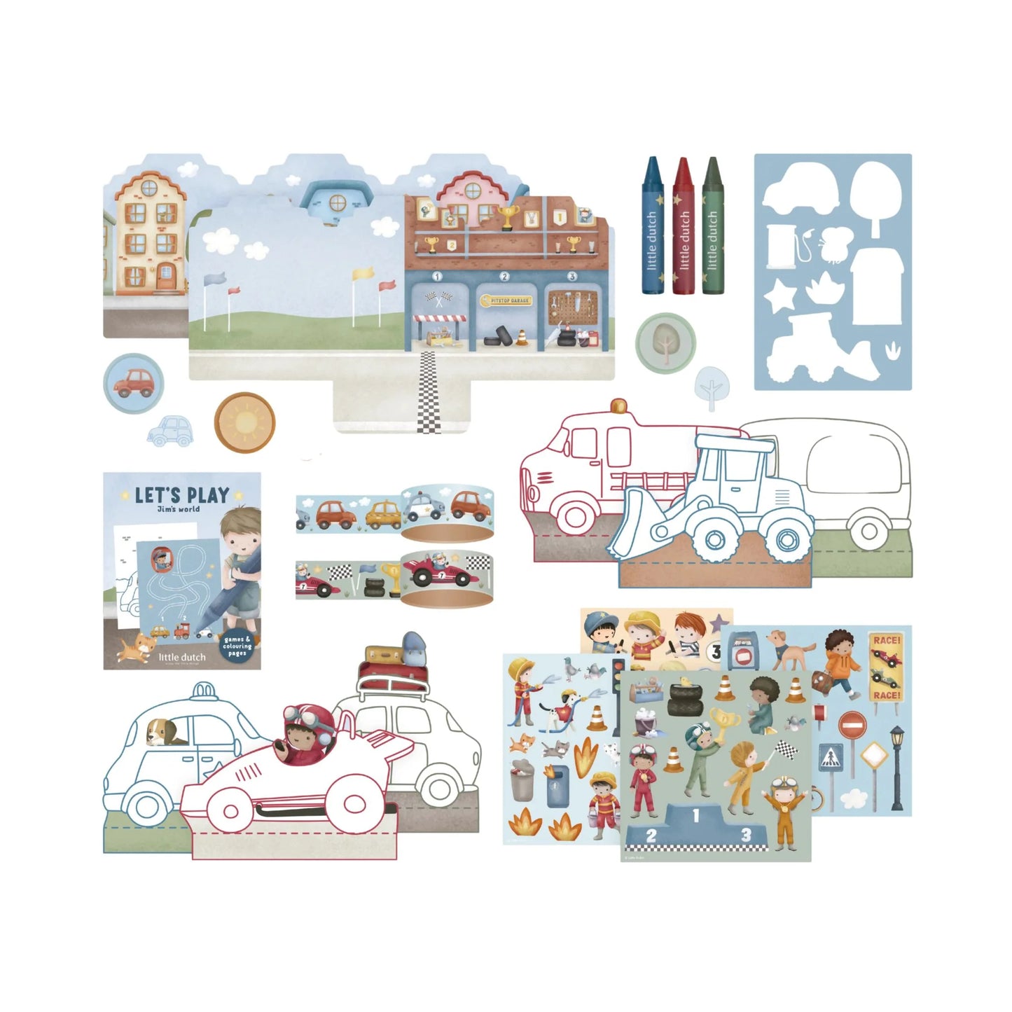 Radošais komplekts koferītī Jim & Vehicles, Creativity Set Suitcase, Little Dutch, LD126899