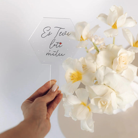 Es Tevi mīlu - personalizēts kūkas dekors - toperis (sešstūra forma)