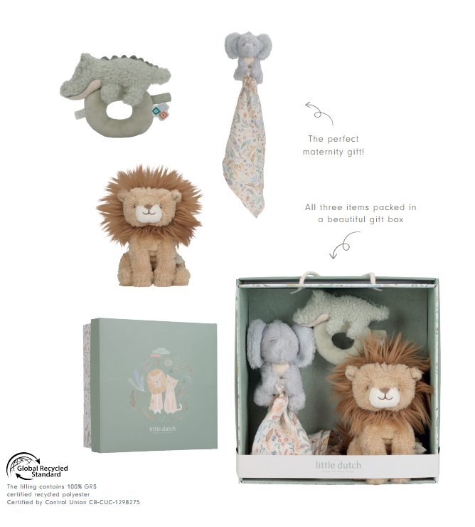 Raudzību dāvanu komplekts jaundzimušajam, Giftbox Safari Friends, Little Dutch, ld8315
