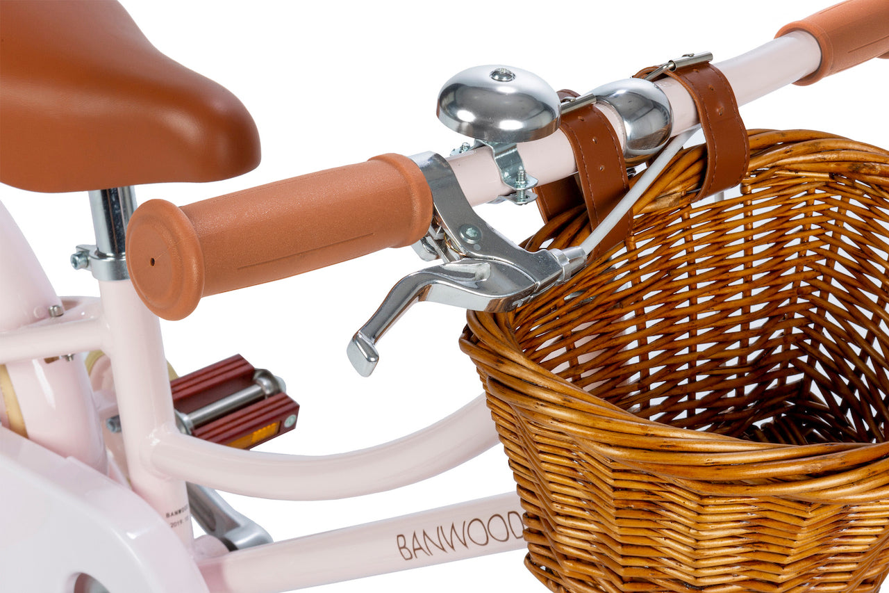 Bērnu divritenis ar pītu grozu, rozā, Classic Bike Vintage Pink, Banwood