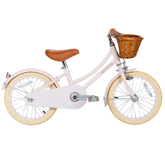 Bērnu divritenis ar pītu grozu, rozā, Classic Bike Vintage Pink, Banwood