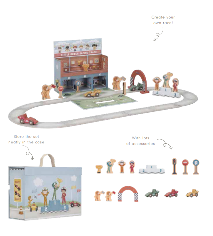 Rotaļu čemodāns ar auto sacīkšu trasi, Play Case with Racetrack, Little Dutch, ld2524