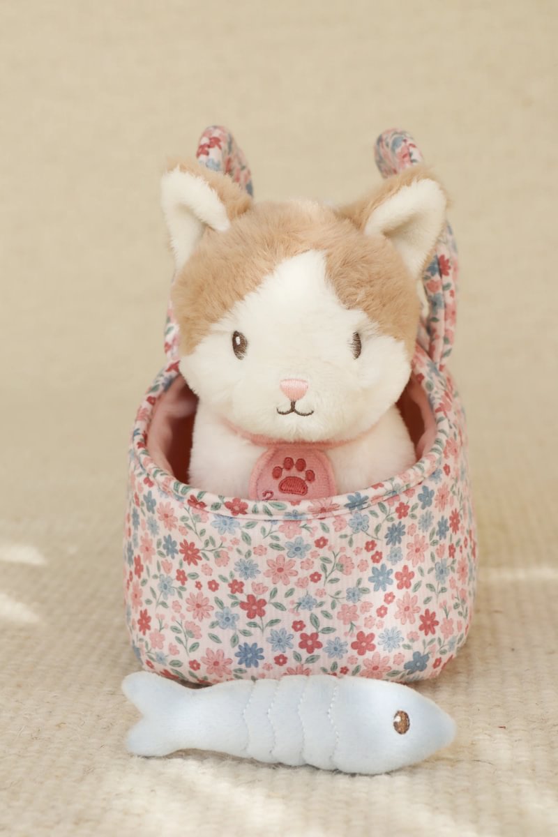 plush cat in bag