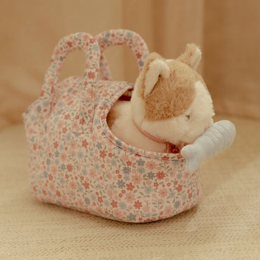 plush cat in bag