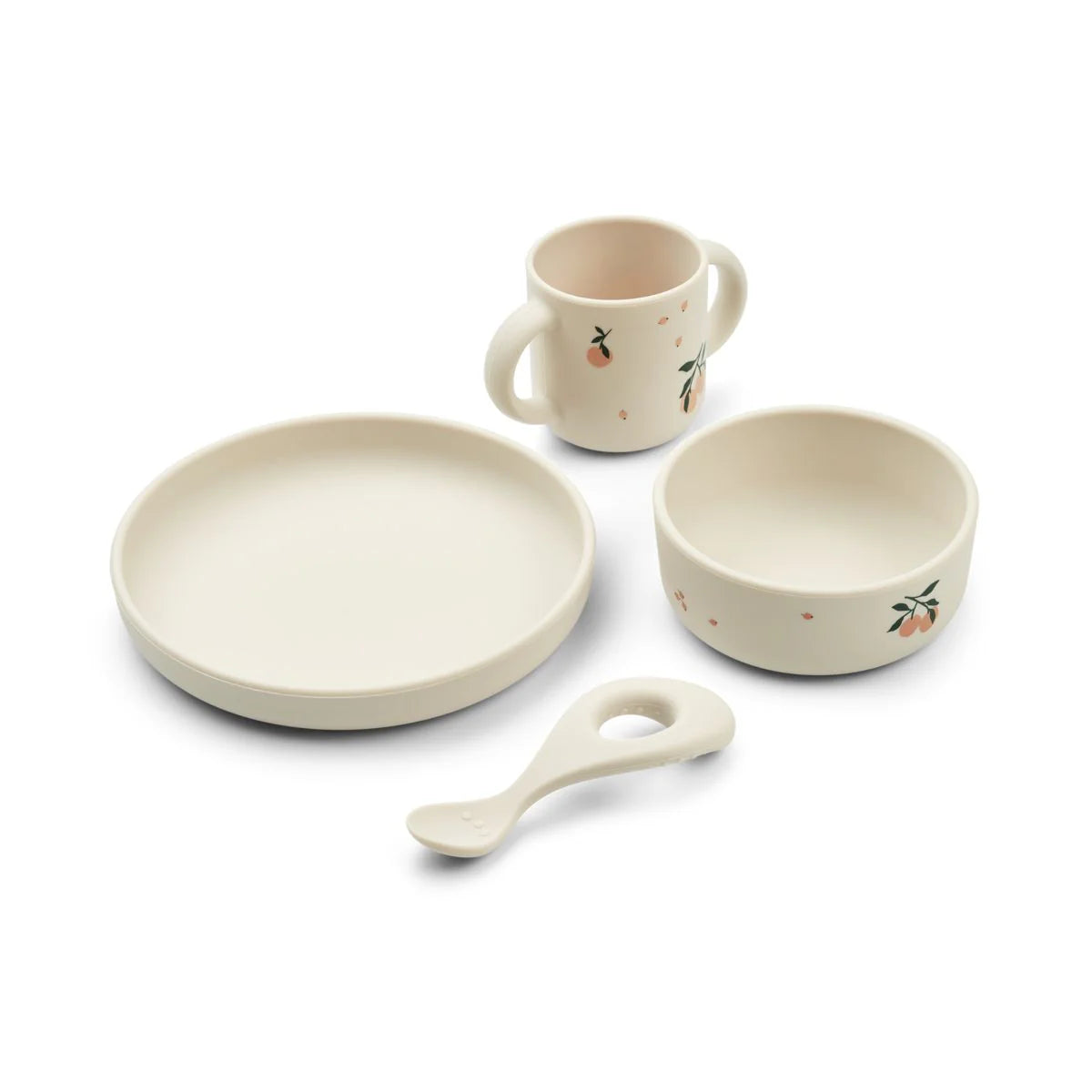 Silikona trauku komplekts bērniem Peach / Sea shell mix, Vivi Printed Tableware Set, Liewood