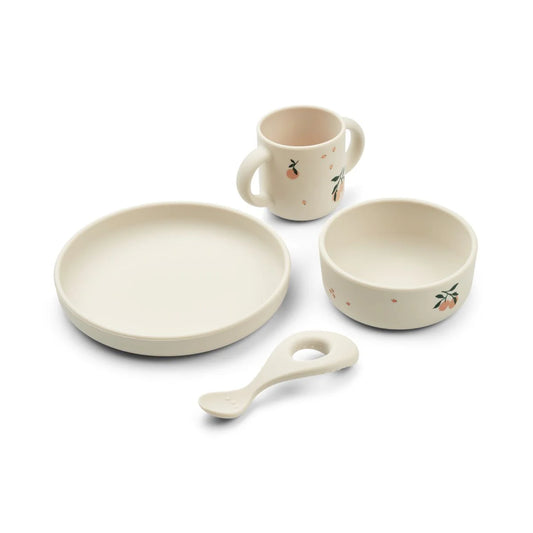 Silikona trauku komplekts bērniem Peach / Sea shell mix, Vivi Printed Tableware Set, Liewood
