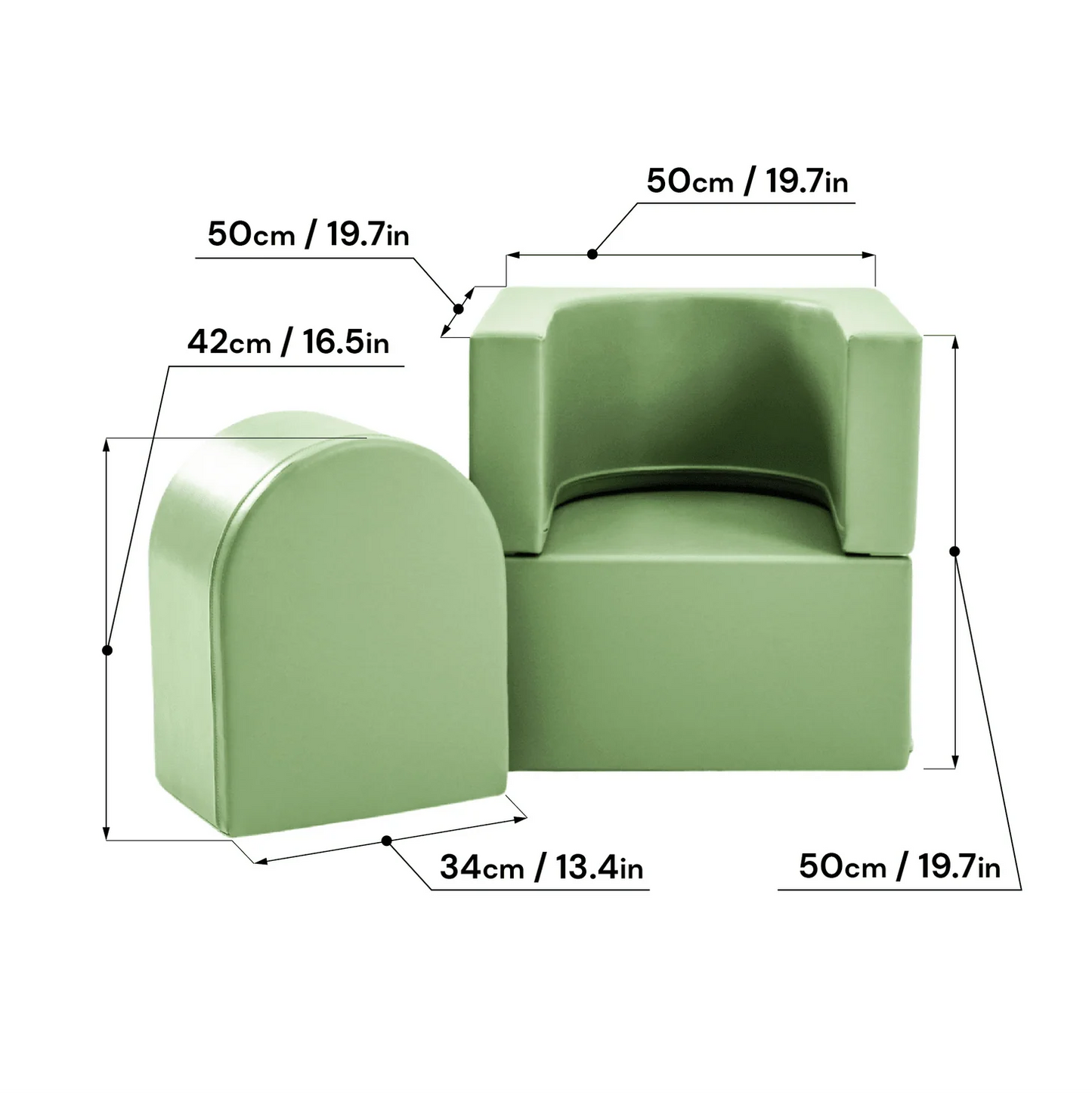 Atpūtas krēsls Snoozy, Soft Play Sofa Chair, IGLU - zaļš, SET_Playchair_04