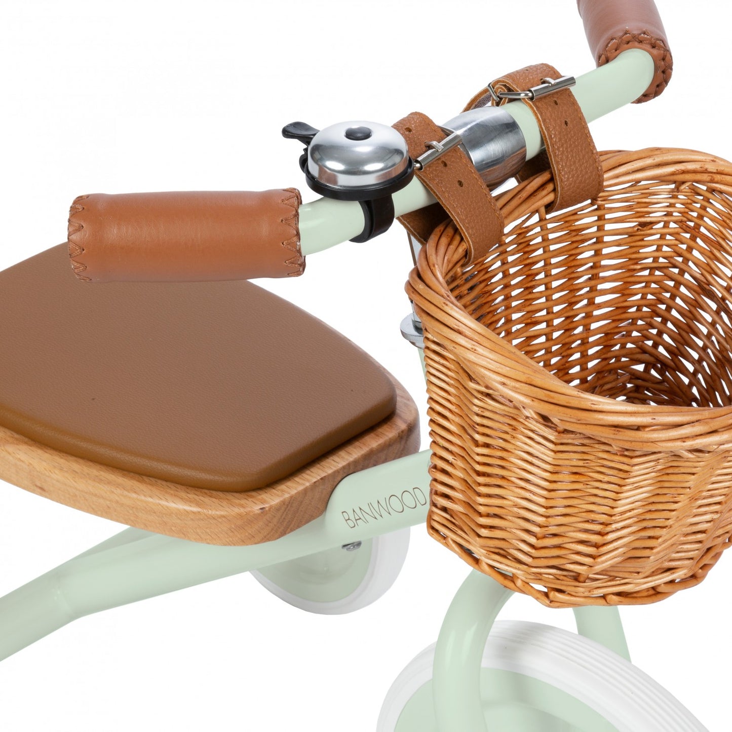 Bērnu trīsritenis ar pītu grozu, Pale Mint, Banwood, Trike