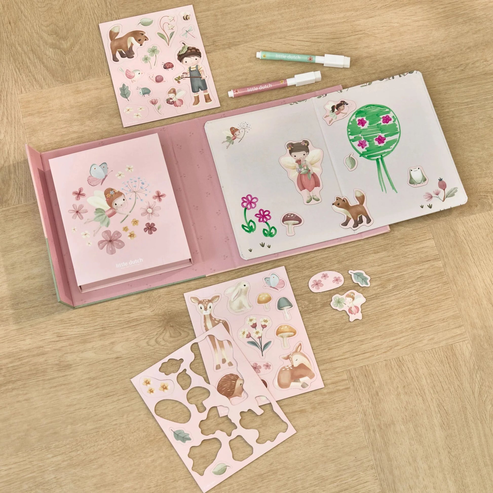 Radošais magnētu un zīmēšanas komplekts Magnet & Draw Set, Rosa & Fairy Garden, Little Dutch, Artikuls: BT126894