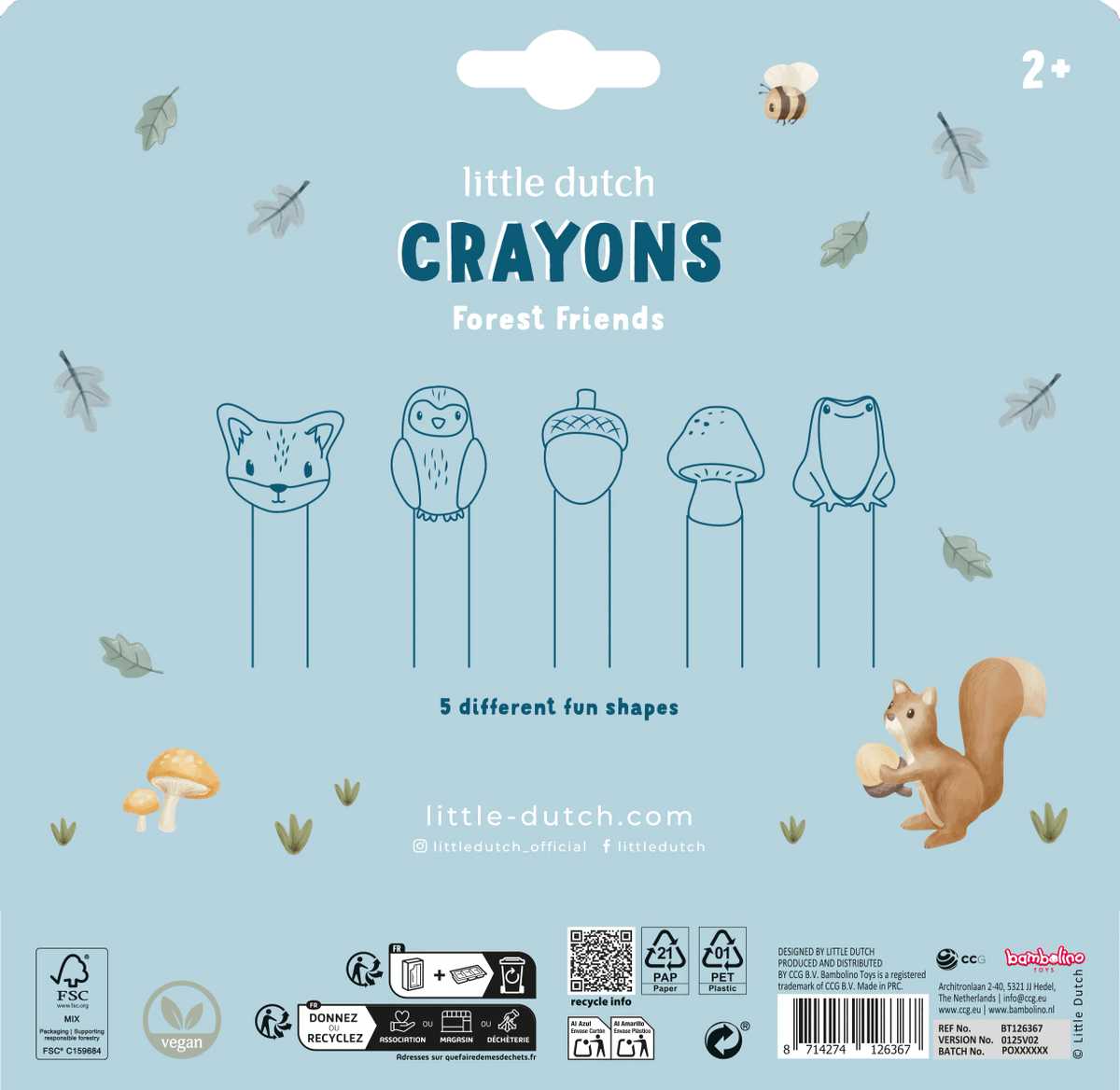 Krītiņi Forest Friends, Wax Crayons, Little Dutch, LD126367