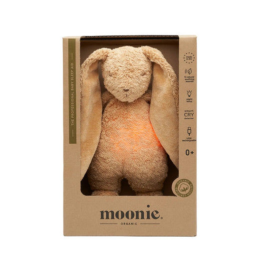 Moonie Organic muzikālais miega zaķis ar raudāšanas sensoru, Cappuccino, MOO5903943986491