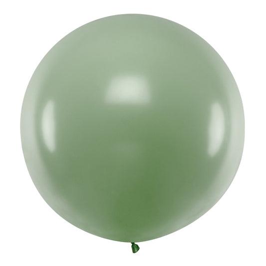 Apaļš balons Round Balloon, Pastel Rosemary Green, 60cm - pildīts ar hēliju