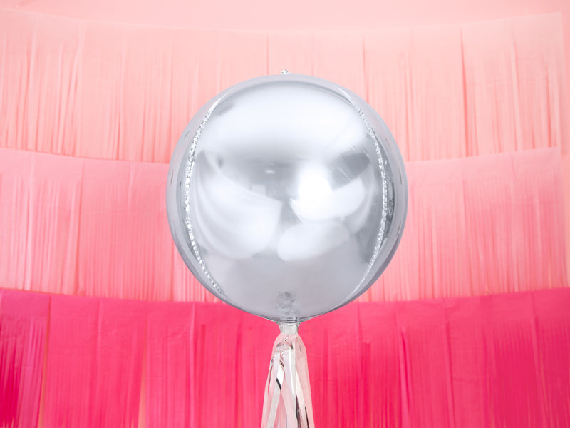 Bumba - folija balons, sudraba, 40cm, Ball Balloon, SIlver, FB13M-018, Party Deco