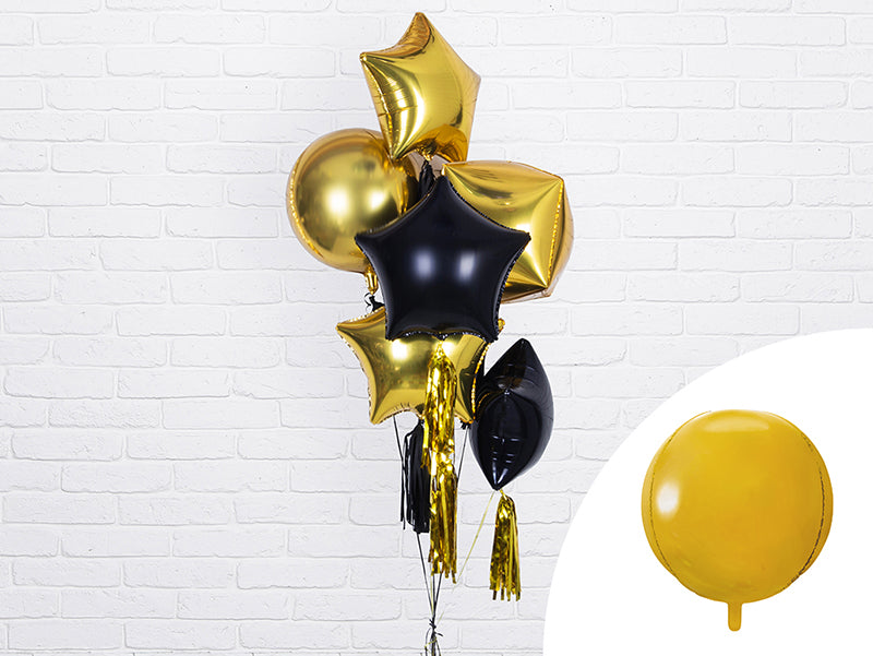 Bumba - apaļš folija balons, zelts, 40cm, FB13M-019_01, Hēlija baloni Liepājā