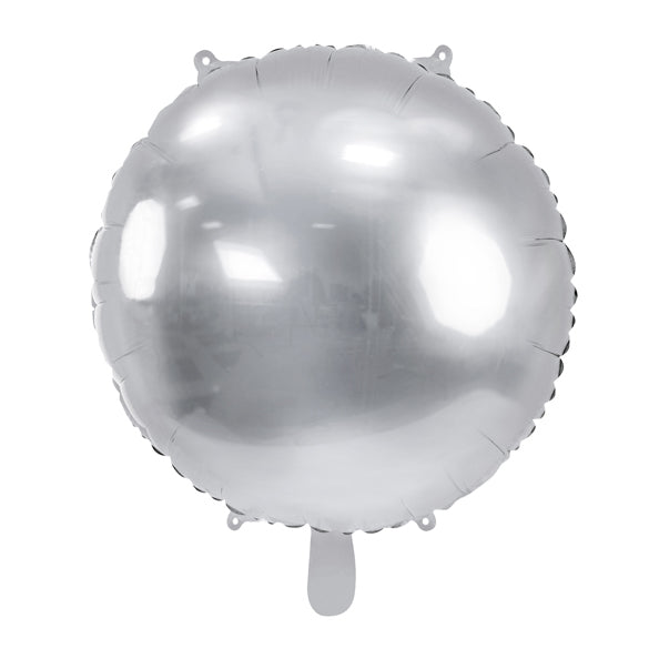 Apaļš folija balons, sudraba, 59cm, Round Foil Balloon, silver, FB177-018