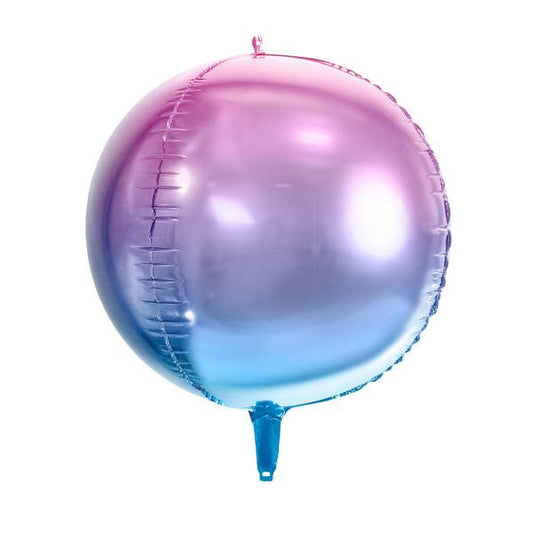 Ball - round foil balloon, ombre - filled with helium, 35cm,