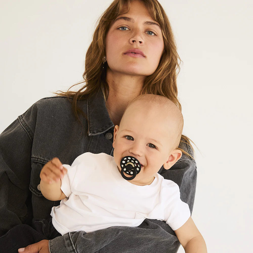 Knupīši - Colour Round Polka Dot Ivory & Black, BIBS, 2 gab