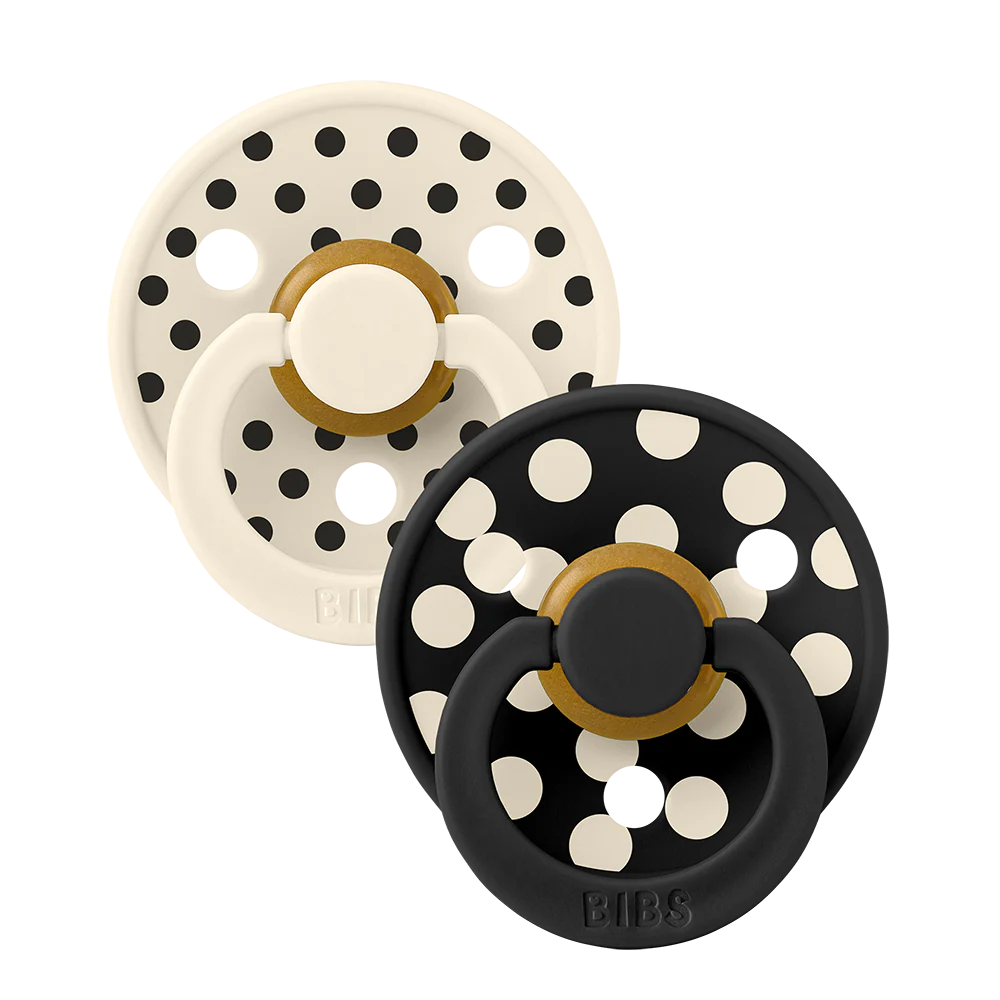 Knupīši - Colour Round Polka Dot Ivory & Black, BIBS, 2 gab