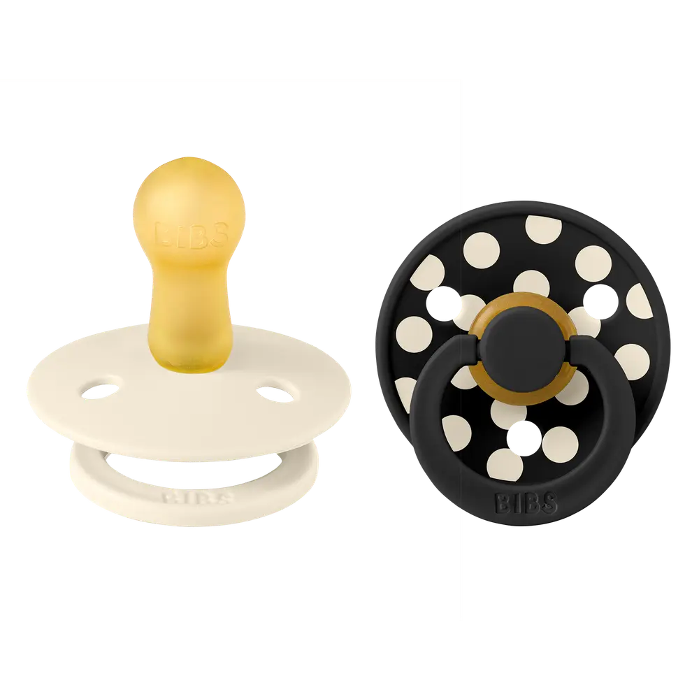 Knupīši - Colour Round Polka Dot Ivory & Black, BIBS, 2 gab