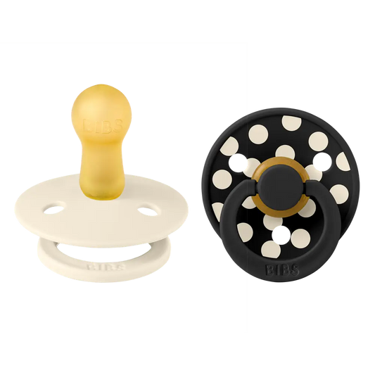 Knupīši - Colour Round Polka Dot Ivory & Black, BIBS, 2 gab
