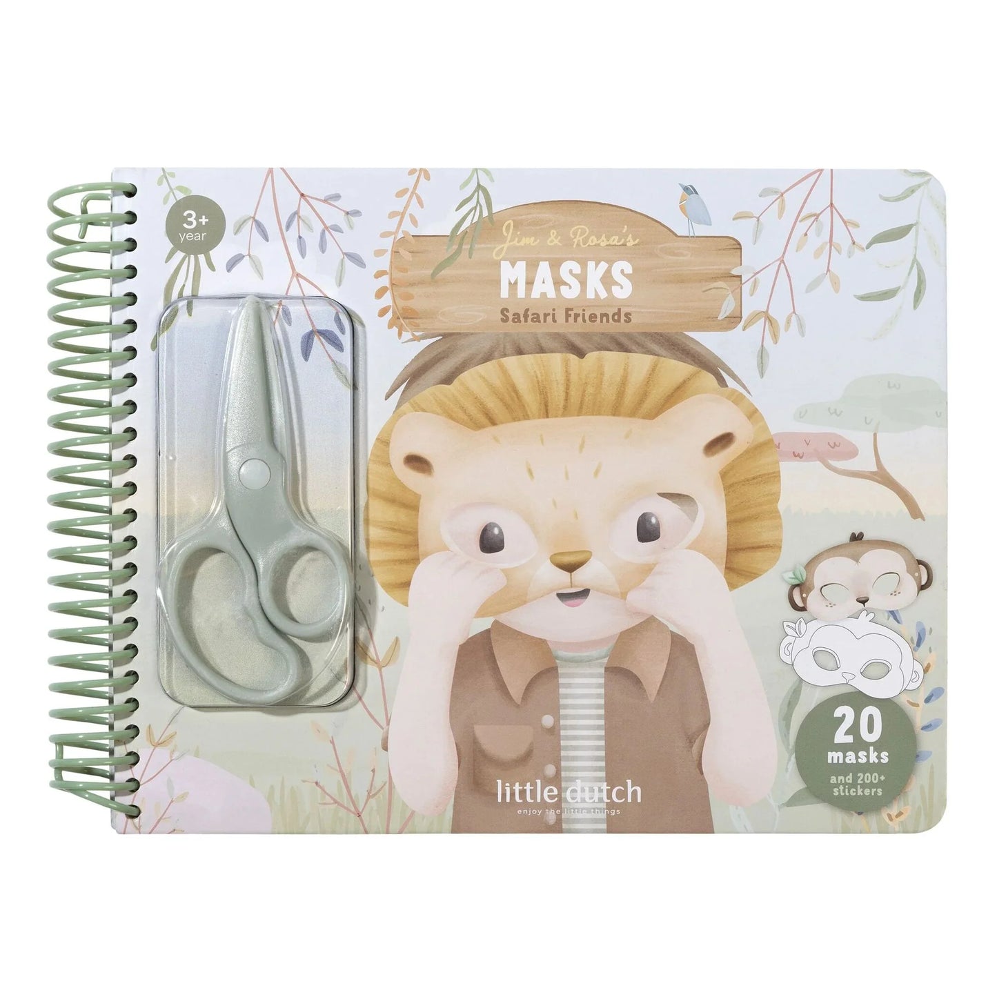 Rokdarbu grāmata ar šķērēm Book with Scissor Safari Friends masks, Little Dutch, Artikuls: BT126910