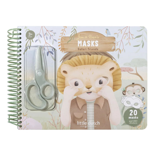 Rokdarbu grāmata ar šķērēm Book with Scissor Safari Friends masks, Little Dutch, Artikuls: BT126910