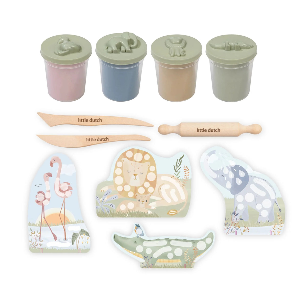 Plastilīna komplekts, Clay Set Safari Friends, Little Dutch, BT126918