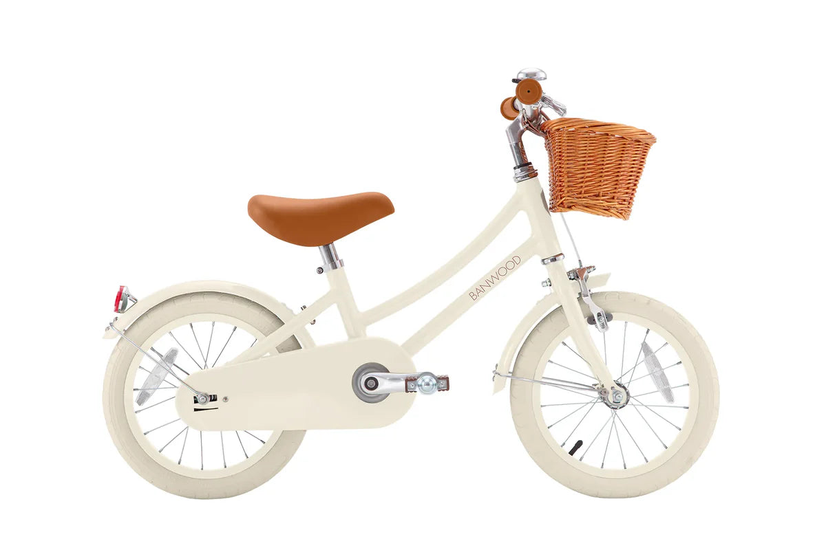 Bērnu divritenis ar pītu grozu 14 collas, Classic Bike Vintage Cream, Banwood, BW-CL14-CREAM
