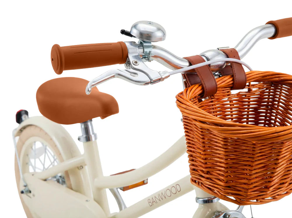 Bērnu divritenis ar pītu grozu 14 collas, Classic Bike Vintage Cream, Banwood, BW-CL14-CREAM