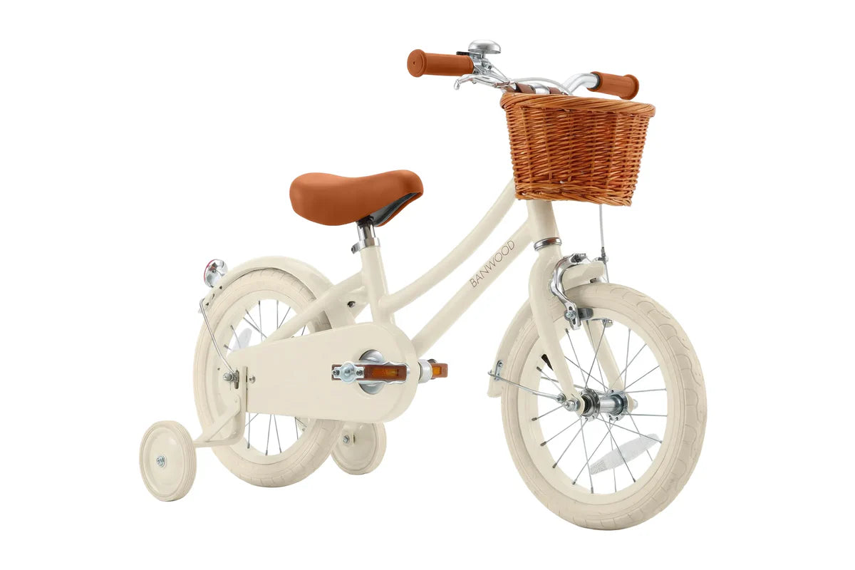 Bērnu divritenis ar pītu grozu 14 collas, Classic Bike Vintage Cream, Banwood, BW-CL14-CREAM