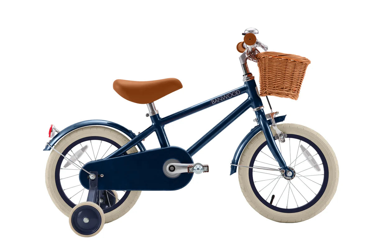  Bērnu divritenis ar pītu grozu 14 collas, Classic Bike Vintage Navy, Banwood, BW-CL14-NAVY