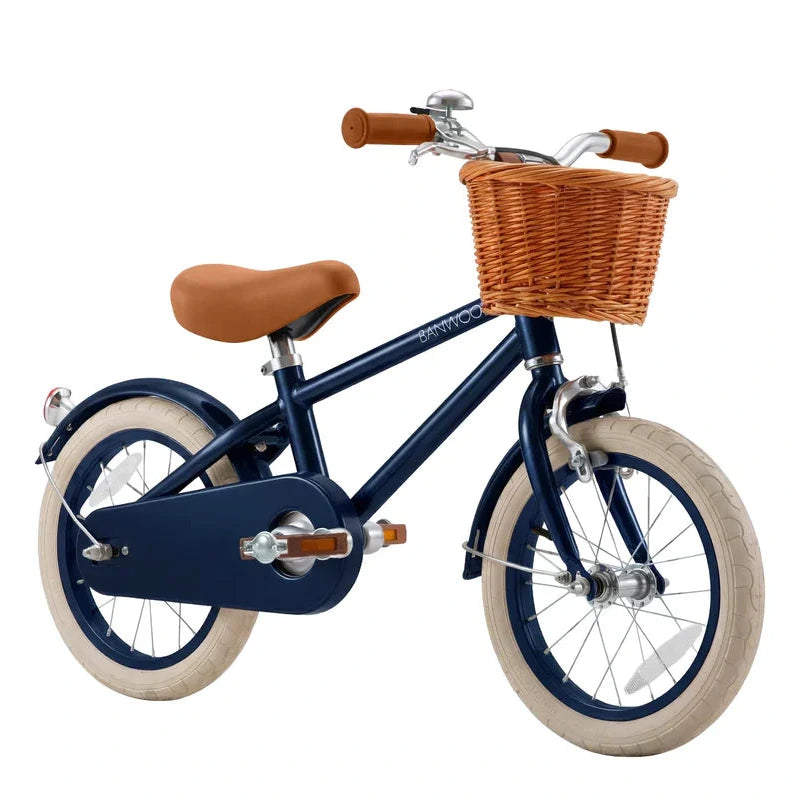 Bērnu divritenis ar pītu grozu 14 collas, Classic Bike Vintage Navy, Banwood, BW-CL14-NAVY