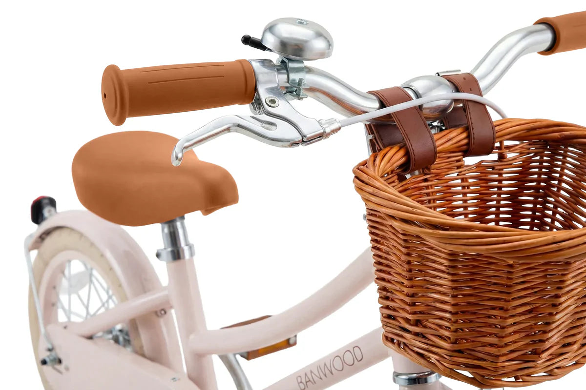 Bērnu divritenis ar pītu grozu 14 collas, Classic Bike Vintage Pink, Banwood, BW-CL14-PINK-
