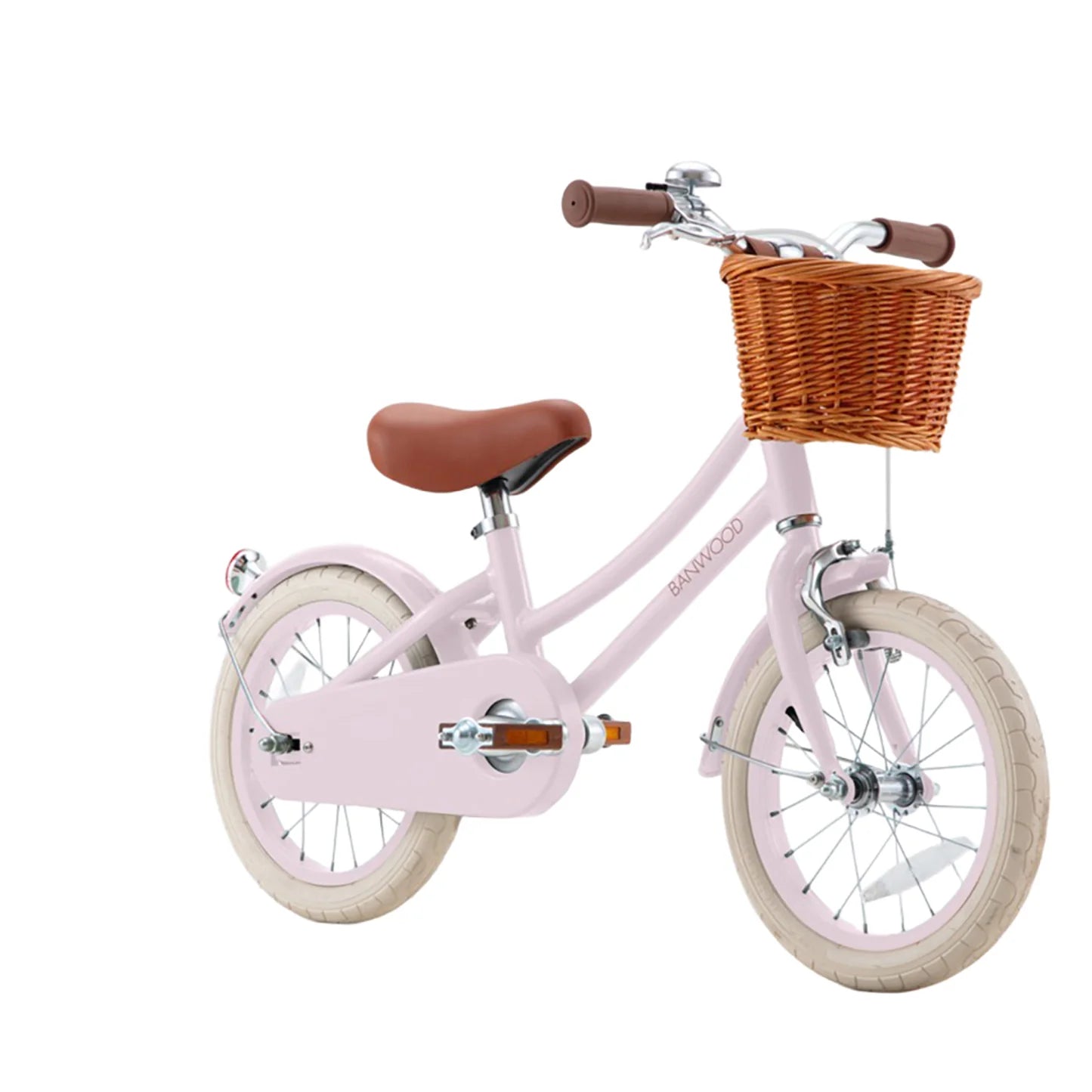 Bērnu divritenis ar pītu grozu 14 collas, Classic Bike Vintage Pink, Banwood, BW-CL14-PINK-