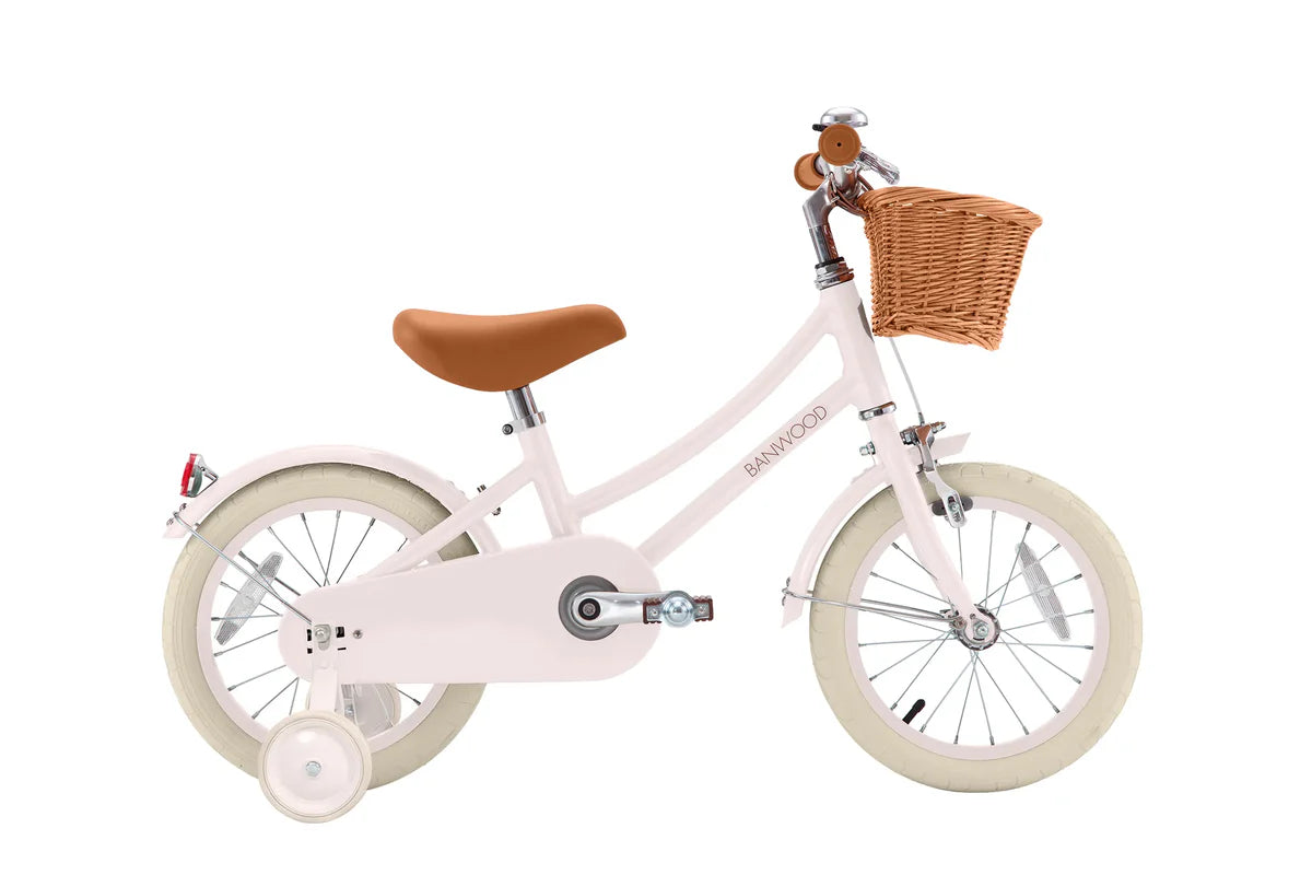 Bērnu divritenis ar pītu grozu 14 collas, Classic Bike Vintage Pink, Banwood, BW-CL14-PINK-