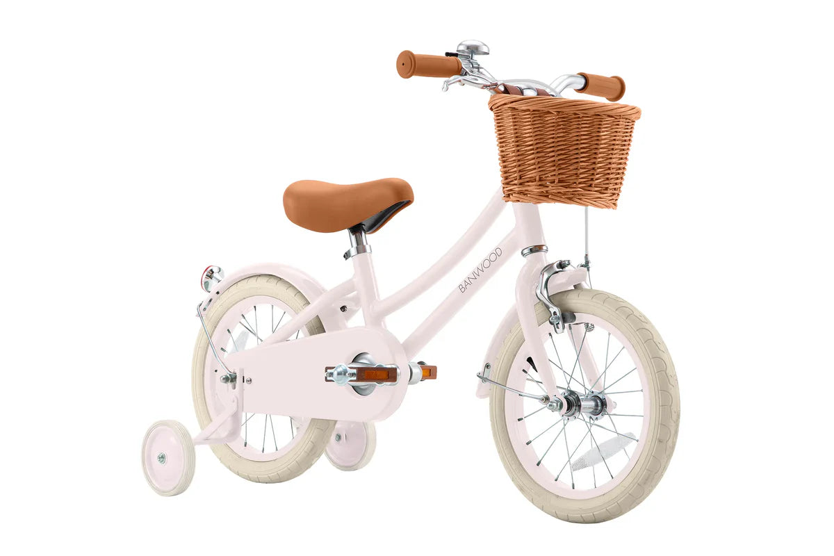 Bērnu divritenis ar pītu grozu 14 collas, Classic Bike Vintage Pink, Banwood, BW-CL14-PINK-