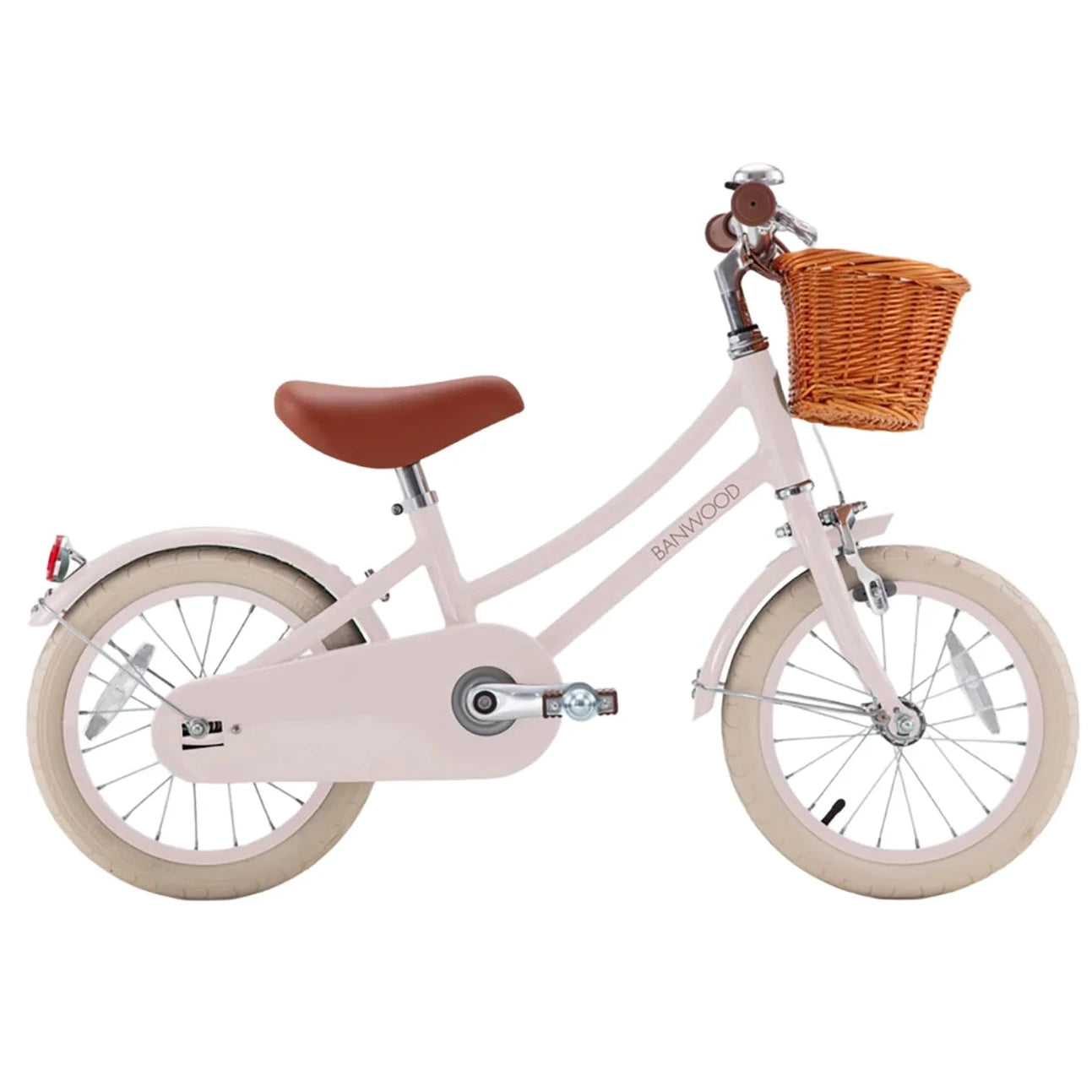 Bērnu divritenis ar pītu grozu 14 collas, Classic Bike Vintage Pink, Banwood, BW-CL14-PINK-