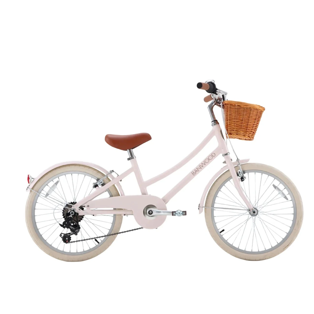 Bērnu divritenis ar pītu grozu 20 collas, Classic Bike Vintage Pink, Banwood, BW-CL20-PINK